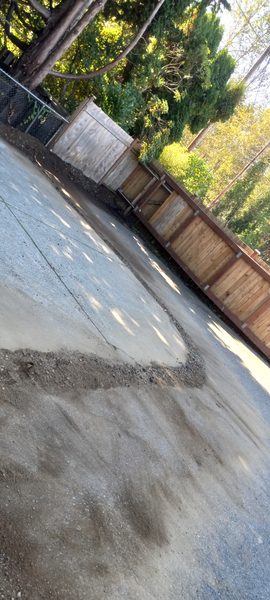 Driveway area during concrete pour and preparation