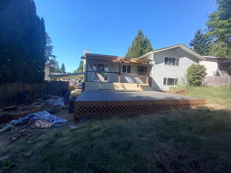 Deck framing during construction